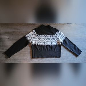 Tommy Hilfiger, Sweater, black, white, grey, fairisle, size small/petite